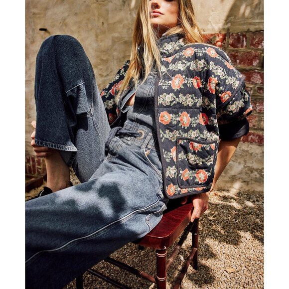 FREE PEOPLE We The Free Edison Wide-Leg Coverall / Cape Blue - Picture 3 of 10